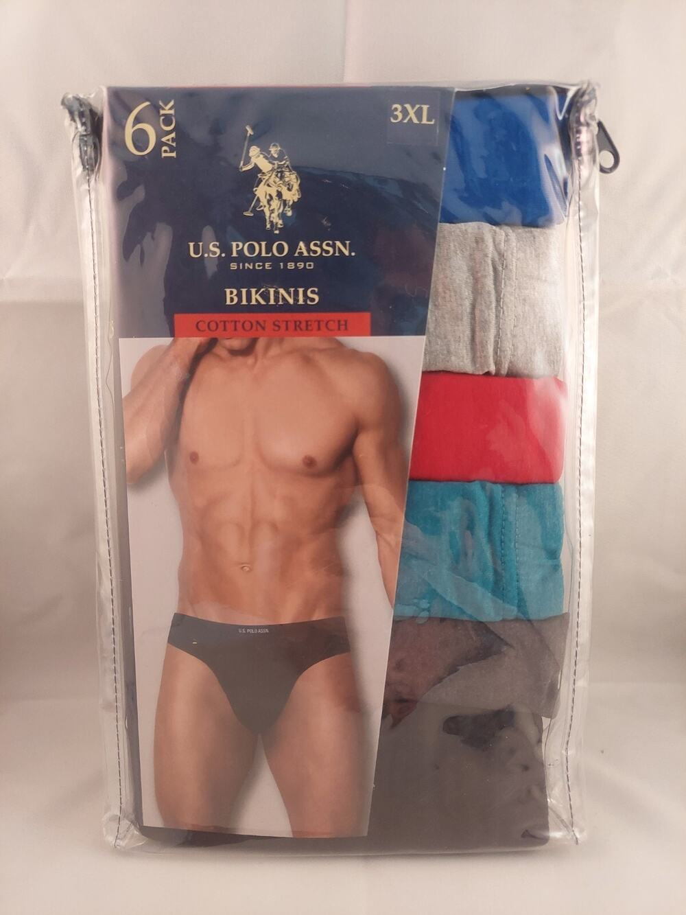 6PK-U.S. POLO ASSN. MEN'S COTTON STRETCH BIKINI UNDERWEAR 3XL (48-50) Brand New